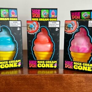 Needoh Nice Cream Bundle! All 3 - Blue, Pink And Orange New